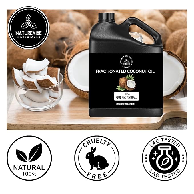 Naturevibe Botanicals Fractionated Coconut Oil 32 Ounces | 100% Pure and Natural | Great for Skin Care and Hair Care - Bloomnest