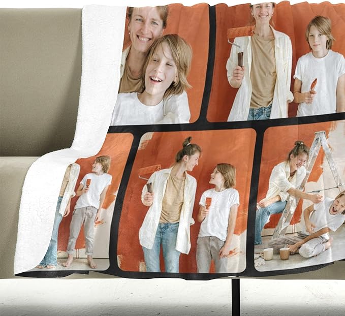 Custom Blankets with Photos for Family, Personalized Picture Blanket, Customized Blankets with Picture as Gifts for Chrimstas Birthday Mothers Day Fathers Day - Bloomnest