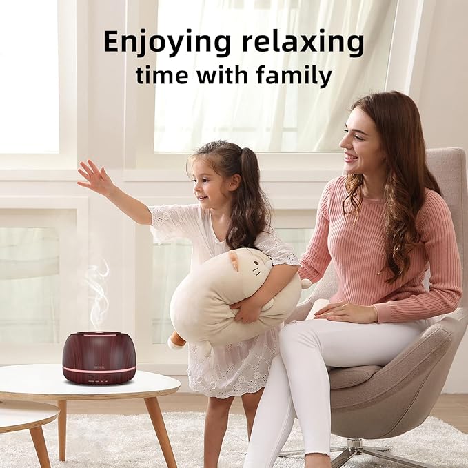 300ML Essential Oil Diffuser, Aromatherapy Diffuser with Remote Control, 4 Timers, 7-Color LED Light and Waterless Auto-Off for Room, Bedroom, Home - Bloomnest