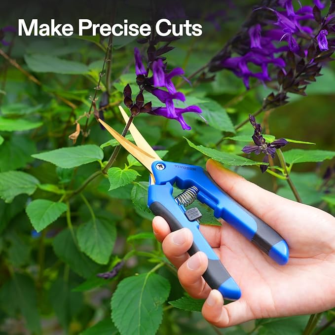 VIVOSUN 3-Pack 6.5 Inch Gardening Scissors Hand Pruner Pruning Shear with Titanium Coated Curved Precision Blades - Bloomnest