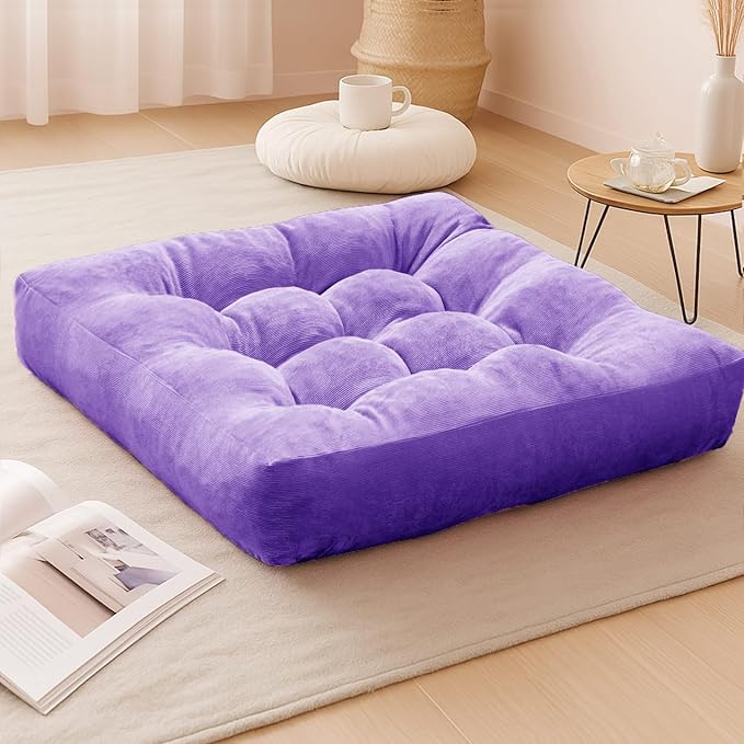 Degrees of Comfort Floor Cushion 22: Square Purple 22x22x4 Gusset Square-1PK - Bloomnest
