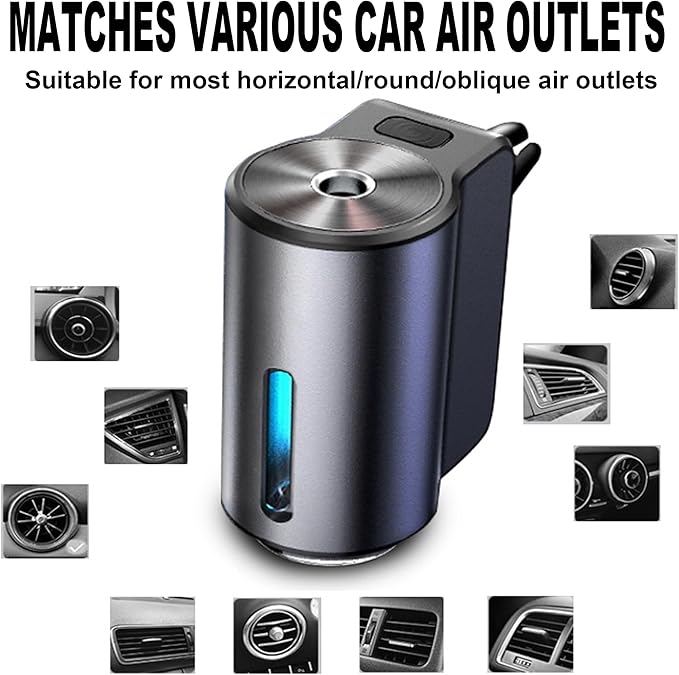 Smart Car Air Freshener, Car Air Freshener Diffuser, Rechargeable Cars Aroma Diffuser, 3 Levels of Adjustable Intelligent Cars Diffuser with 3 Bottles of Cologne - Bloomnest