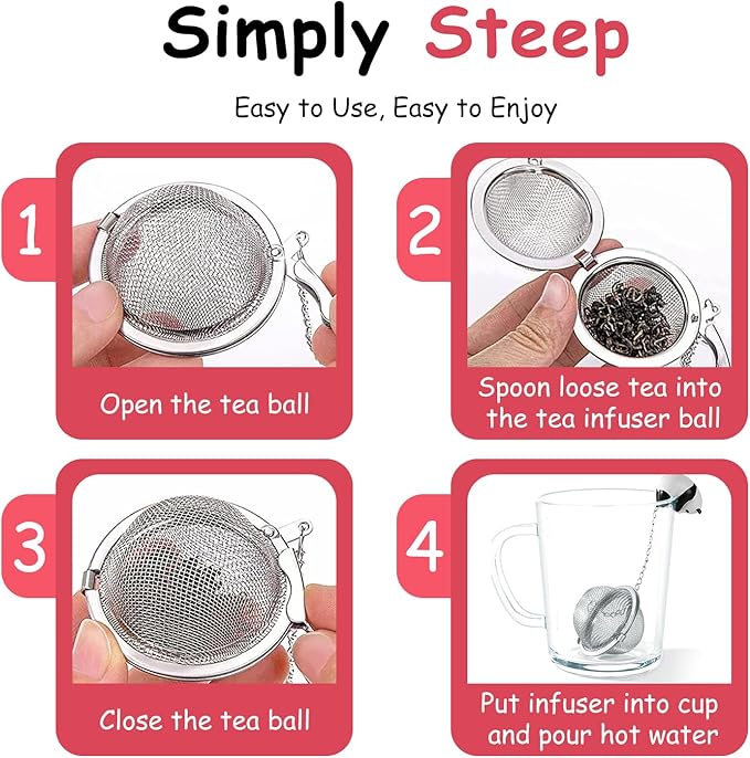 Calico Cat Tea Infuser Set - Adorable Tricolor Kitty Hook, Fine Mesh Loose Leaf Tea Steeper, Stainless Steel, No Mess, 1 Pack (Panda Lazily Lying on the Cup)