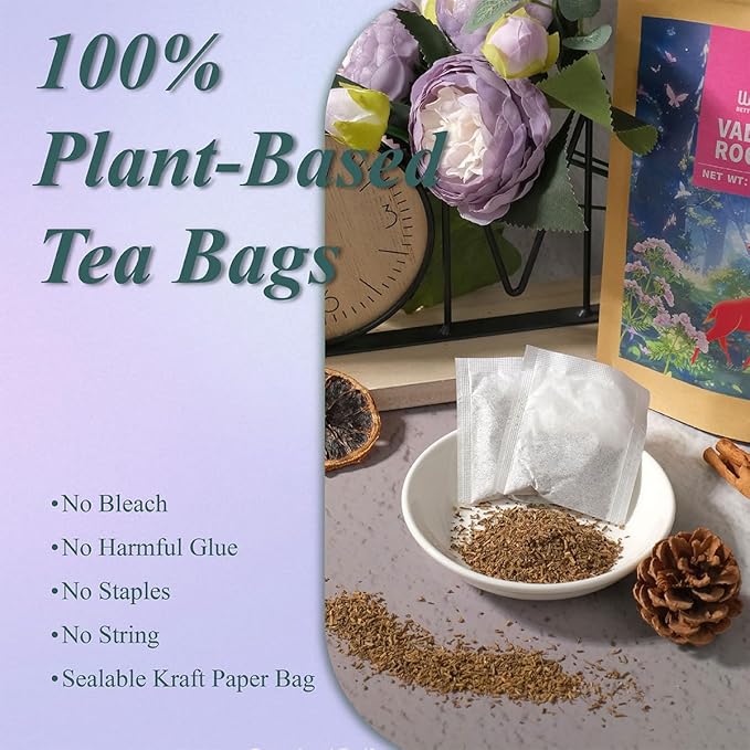 WT WEETEE Valerian Root Tea Bags, Made with Pure Valerian Root (Valeriana), 50 Count Earthy/Woody Herbal Tea Bags, Naturally Caffeine-free - Bloomnest
