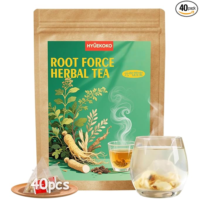 40 Bags Root Force Herbal Energy Tea, Caffeine-Free Natural Ingredients Herbal Tea Bags, No Additives, Kidneys & Liver Health Tea for Men & Women - Bloomnest