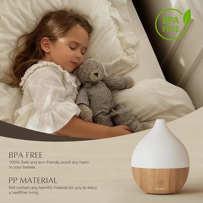 SALKING Essential Oil Diffuser with Luxury Hotel Fragrance Oil Set, 100ml Small Ultrasonic Aromatherapy Diffuser, Auto Shut-Off, Warm White Light, Cool Mist Humidifier for Home & Office - Bloomnest