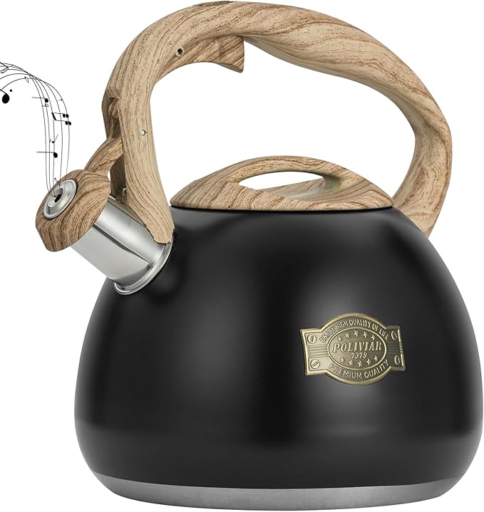 POLIVIAR Tea Kettle, 2.7 Quart Stovetop Tea Kettle, Audible Whistling Teapot, Food Grade Stainless Steel for Anti-Rust, Anti Hot Handle, Suitable for All Heat Sources (JX2022-MH30) - Bloomnest