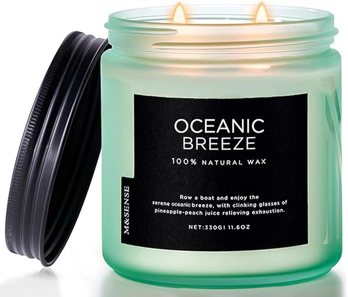 M&SENSE Candle Oceanic Breeze Scented, 11.6oz 70 Hour Long Lasting 2 Wick Pineapple & Mango Scent Natural Soy Candles for Home Scented, Stress Relief Gifts for Women/Men - Bloomnest