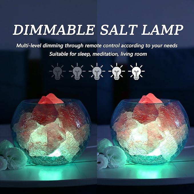 USB Himalayan Salt Lamp with Remote Control, 16 Colors Lighting & 4 Color Changing Mode Salt Rock Lamp, Used for Holiday Gift, Home Deco, Yoga, Office - Bloomnest