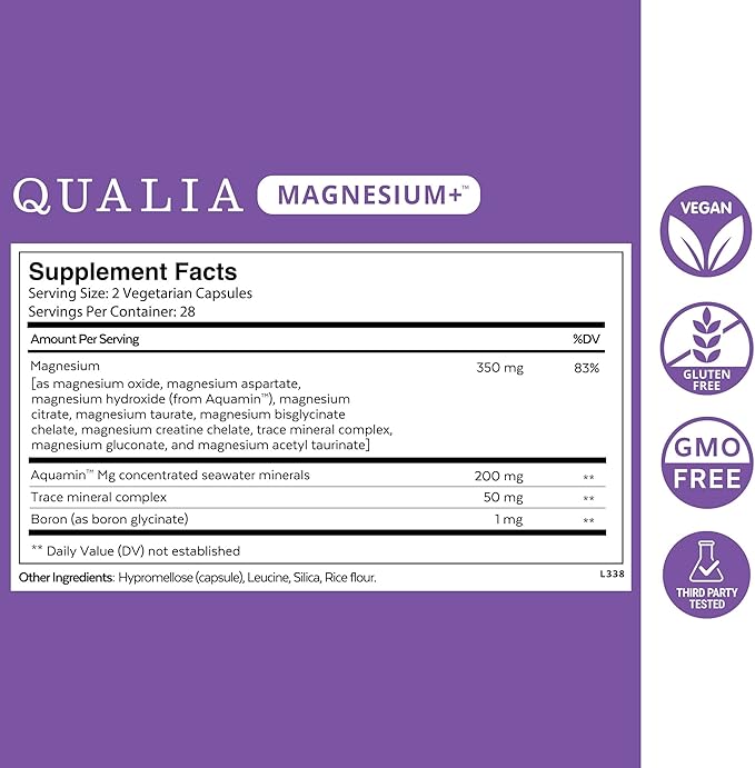 Qualia Magnesium+ | Doctor-Formulated. Premium Formula | High Bioavailability | 10 Forms of Magnesium & 70+ Minerals | Relaxed Mood, restful Sleep, & Exercise Recovery - Bloomnest