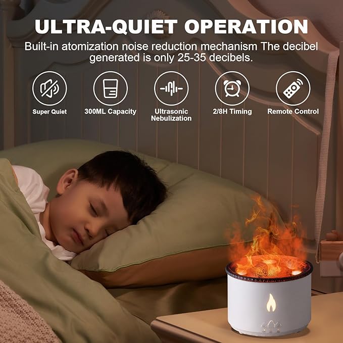 MINGPINHUIUS Volcano Humidifier Aromatherapy Essential Oil Diffuser, 2 Mist Modes: Flame and Volcano, Large Capacity with Timer Waterless Auto-Off for Home, Office, Yoga, or Gym (Red & Blue) MINGPINHUIUSFeatured