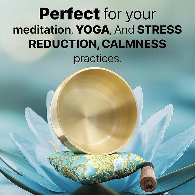 ZENPROSPERA Tibetan Singing Bowl Set – 6-Inch Sound Bowl for Meditation, Relaxation & Stress Relief | The ZenProspera Bowl - Lotus Edition - With Mallet, Gift Box, & Cushion