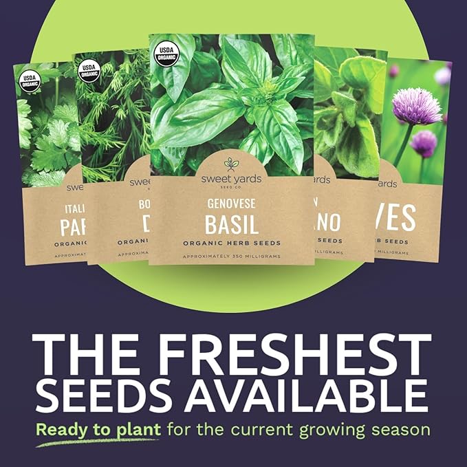 Organic Herb Seeds Variety Pack - 16 Individual Packs - 2025 Season - Basil, Cilantro, Dill, Thyme, Parsley and More! for Indoor & Outdoor Planting (Non-GMO, Certified Organic) - Bloomnest