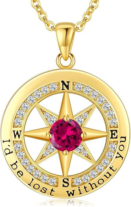 S925 Necklace Gift for Wife |Compass Jewelry |Women Anniversary |Sterling Silver |Girlfriend Birthday Gifts for Her Valentines |I'd be Lost without You |Jewel 18K Gold - Bloomnest