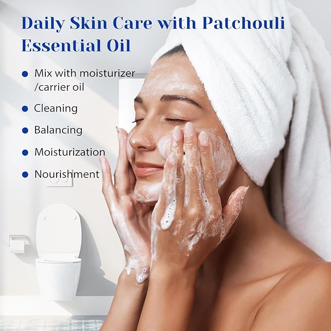 HIQILI Patchouli Essential Oil,100% Pure & Natural for Homemade Perfume, Sooth Skin, Nourish Hair at Home with Diffuser, Gift for Hippie Friend - 3.38 Fl Oz - Bloomnest