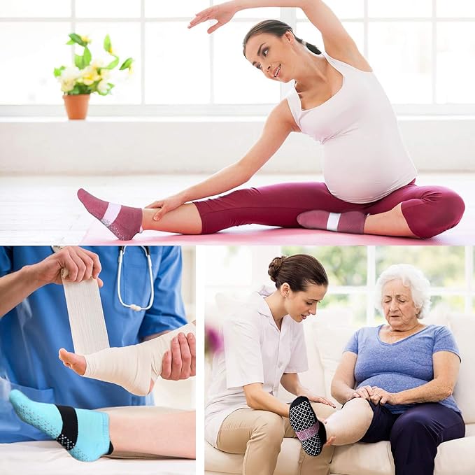 unenow Unisex Non Slip Grip Socks with Cushion for Yoga Pilates Barre Home & Hospital - Bloomnest