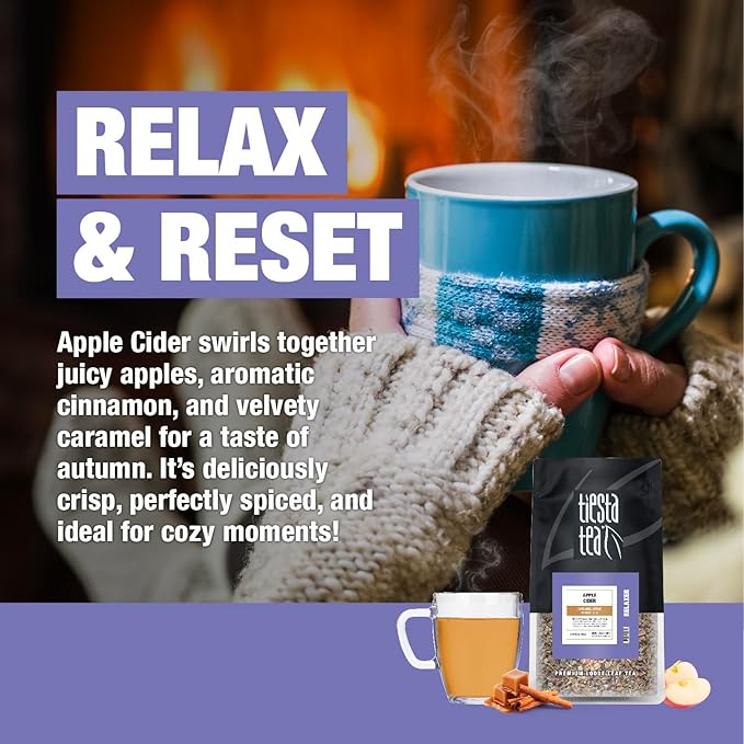 Tiesta Tea - Apple Cider, Loose Leaf, Caramel Apple Herbal Tea, Non-Caffeinated Herbal Blend, Make Hot or Iced, Brews Up to 140-200 Cups, 16 oz Resealable Bulk Pouch - Bloomnest