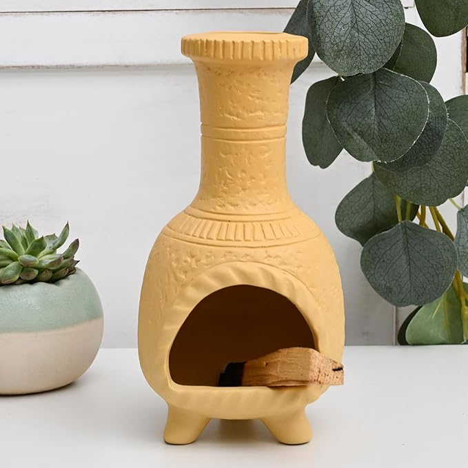 Handcrafted Terracotta Palo Santo Burner - Mexican Style Chiminea Clay Incense Dish & Anxiety Relief, Mini Aromatic Home Altar with Chimney Design, Meditation Gift for Women/Mom - Bloomnest