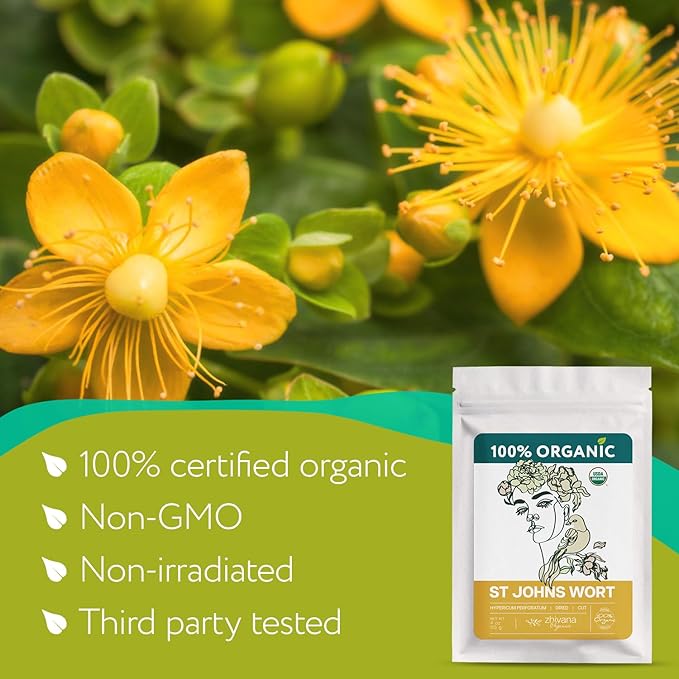 Organic St Johns Wort Herb (4 oz.) – 100% Pure Dried Saint John’s Wort Tea – Te de Hierba de San Juan Organica - Bloomnest