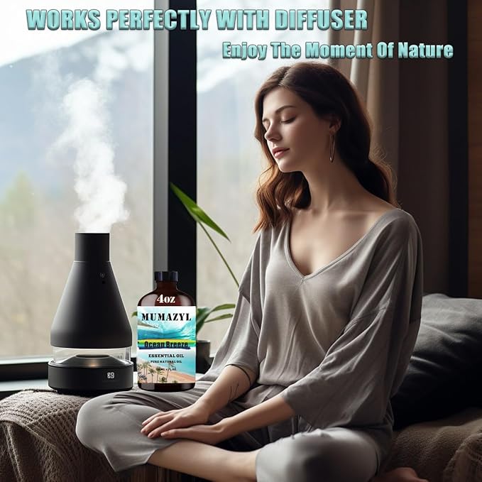 Ocean Breeze Essential Oil, Ocean Breeze Oil 4 Fl Oz 120ML for Diffuser Humidifier Yoga Cleaning DIY Candle Soap Making Fragrance Oils - Bloomnest