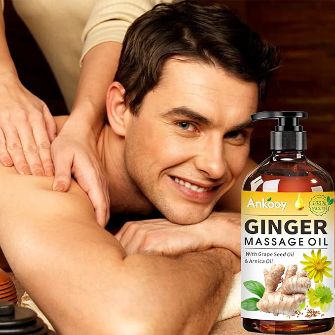 3 Pack Ginger Massage Oil with Arnica Oil,Vitamin E Oil and Grape Seed Oil,Ginger Oil for Lymphatic Drainage,100% Natural Ginger Essential Oil for Warming and Relaxing - Bloomnest