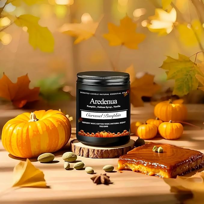 Caramel Pumpkin Candle – Holiday Soy Candles for Thanksgiving | Warm Caramel Scented Candle | Cozy Winter Candle Gift for Home, Holiday Aromatherapy Christmas Gifts for Women Men - Bloomnest