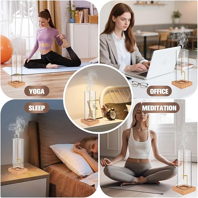 Incense Holder for Sticks, Insence-Stick Holder, Clean-Burning Design, Removable Ash Collection Glass, Top Burning Design Extends More Burn Time, Installation-Free, for Yoga, Home Decor - Bloomnest