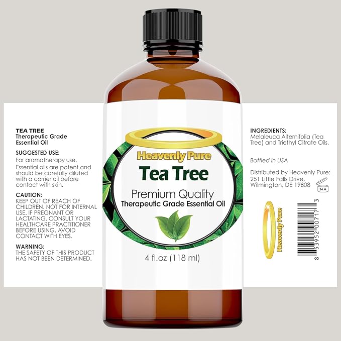 Tea Tree Essential Oil 4 oz Bottle for Candle Making, Aromatherapy, Body, Face, Skin and Hair Care - 118 ml - Tea Tree Oil - Bloomnest