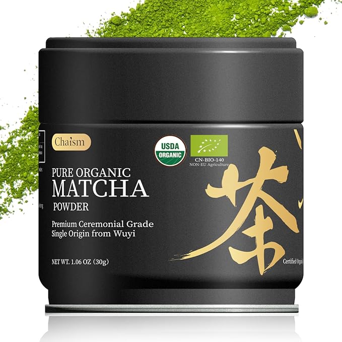Chaism Ceremonial Grade Matcha Green Tea Powder - Single Origin Premium First Harvest USDA Organic, 1.06oz Tin - Bloomnest