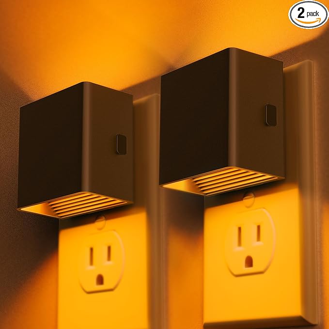 DORESshop LED Night Lights Plug into Wall [2 Pack], Plug in Nightlight, 3 Level Brightness Adjustable Night Light, Dusk to Dawn Sensor, Nightlights for Adults, Bedroom, Bathroom, Hallway, 1800K - Bloomnest