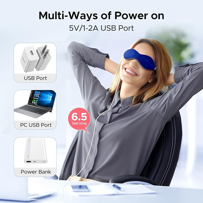 Ezona Heated Eye Mask, Warm Eye Compress Mask for Dry Eyes, USB Electric Eye Heating Pad with Temperature & Timer Control, Dry Eye Mask for Blepharitis, Sinus Migraine (Indigo) - Bloomnest