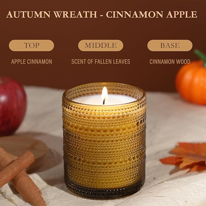 Apple & Cinnamon Scented Candle, Large Jar Aromatherapy Candle Over 60 Hours of Burn Time, Candles for Home Scented Fall Decor Home Fragrance Perfect for Gifting - Bloomnest
