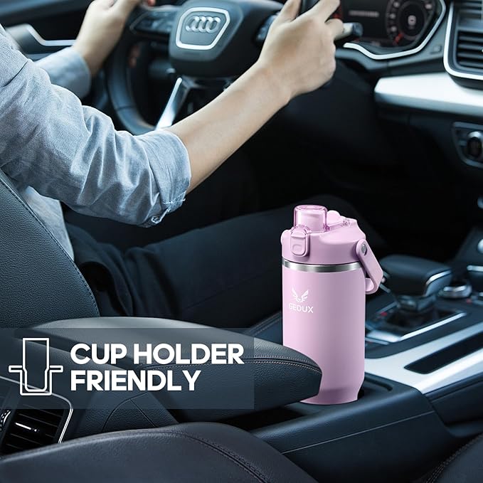 32 oz Stainless Steel Tumbler with Handle and Straw, Vacuum Insulated Water Bottle with 2-in-1 Lid (Chug/Straw) and Silicone Boot，Keeps Drinks Hot and Cold - Bloomnest