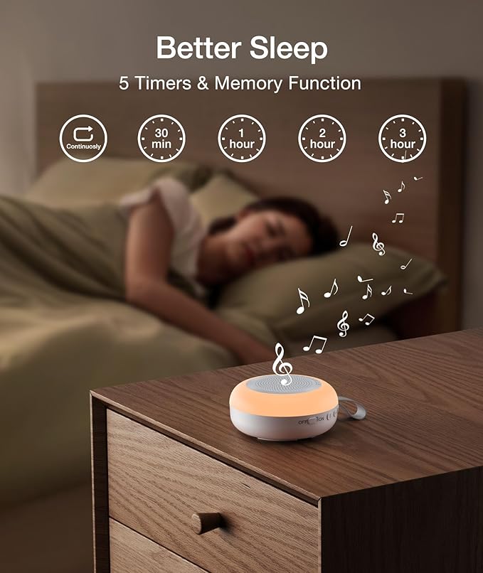 Portable Sound Machine for Baby,LEICEX White Noise Machine,33 Soothing Sound 10 Colors Night Light Sleep Machine for Baby Kids,Timer and Memory, Travel Sound Machine for Sleep Office Privacy Travel - Bloomnest