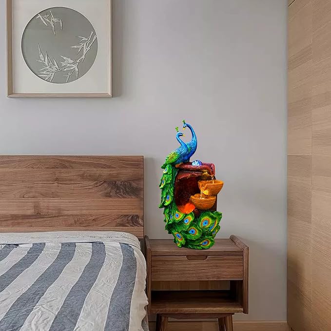 21Inch Art Decorative Animal Statue Bonsai Waterfall Fountain Humidifier with LED Lights, Water Fountains for Living Room, Bedroom, Study, Office, Meditation Room, Yoga Room, Hotel and Library - Bloomnest