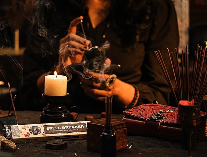 Witchcraft Incense Sticks - Total 120 Insence-Sticks (20 Insense x 6 Inscents) - for Wiccan Witches Brew Wicca Witch Voodoo Spell Pagan Black Magic Protection Against Jealousy + Burner Holder - Bloomnest