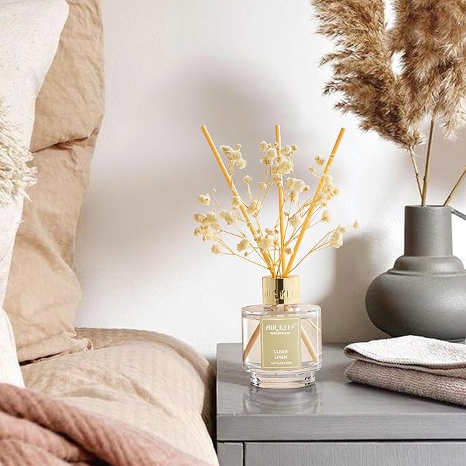 Airkeep Reed Diffuser Set of 3,Clean Linen Cashmere Vanilla Lavender Garden Oil Reed Diffusers for Bedroom Living Room Office Aromatherapy Oil Reed Diffuser for Gift 50ml x 3 - Bloomnest