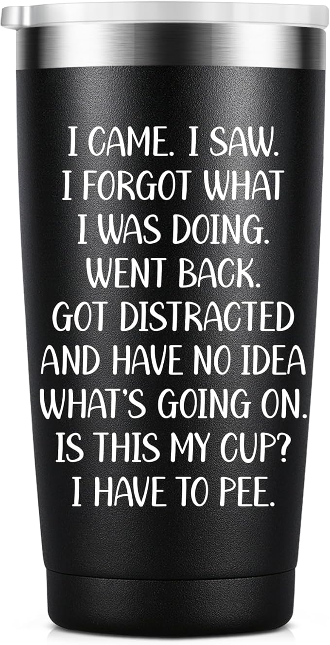 Birthday Gifts for Women Men - I Came I Saw Tumbler 20oz Black Gag Gifts Funny Adult Grandpa Dad for Him Drinking Cups for Elderly Senior Citizen Tumbler Coffee Mug - Bloomnest