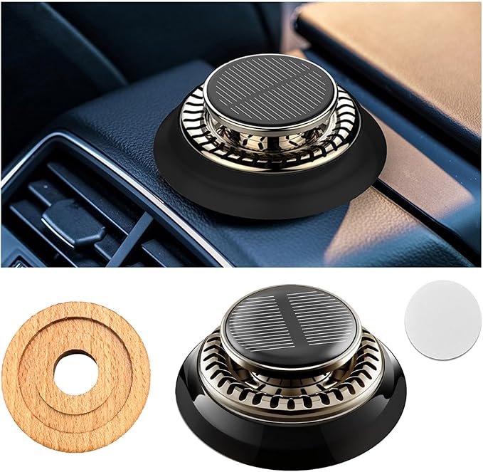 Car Air Freshener, Solar Energy Auto Rotating Diffuser with Fragrance, Aromatherapy Air Purifier for Car and Home, Vehicle Interior Scents Decor Accessories for Men Women (Black Ocean) - Bloomnest