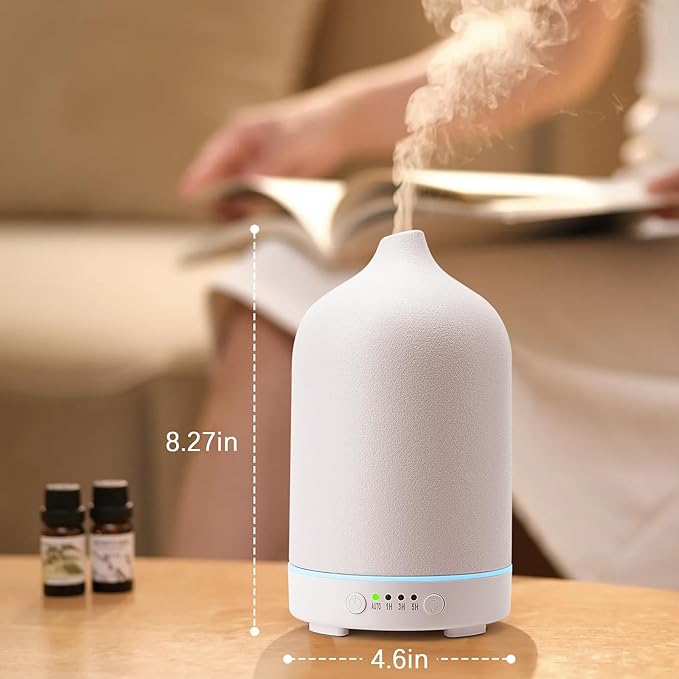 Diffuserlove Ceramic Diffuser 250ML Essential Oil Diffusers Aromatherapy Essential Oil Diffuser for Room Air Diffuser for Home Bedroom Stone Diffuser (White Big Size 250ml) - Bloomnest
