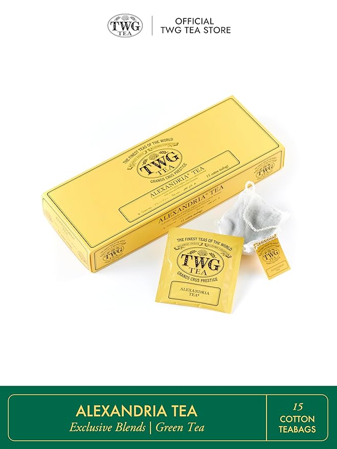 TWG Tea | Alexandria Tea | Green Tea | Mint & Corn Flowers | 15 Hand Sewn Cotton Teabags | Gift Set - Bloomnest