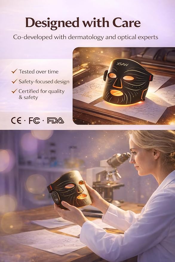 Red Light Therapy Mask for Face – 4 Mode Cordless LED Face Mask Light Therapy with Eye Protection, 850NM Infrared & Red Light, 10-Min Timing Function, 272 LED Beads, Rechargeable for At-Home & Travel MadeforEverydaySkinRoutines