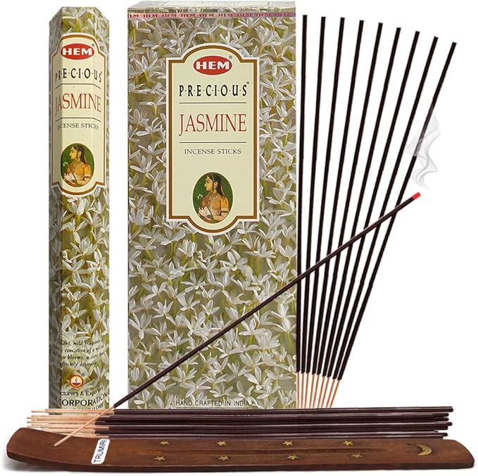 Precious Jasmine Incense Sticks and Incense Stick Holder Bundle Insence Insense Hem Incense Sticks TRUMIRI