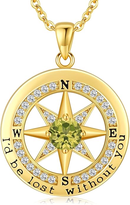 S925 Necklace Gift for Wife |Compass Jewelry |Women Anniversary |Sterling Silver |Girlfriend Birthday Gifts for Her Valentines |I'd be Lost without You |Jewel 18K Gold - Bloomnest
