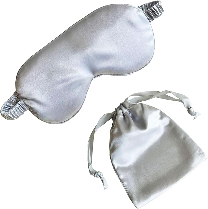 Silk Eye Mask for Sleeping - Satin Eye Cover with Silk Storage Bag Silvery - Bloomnest