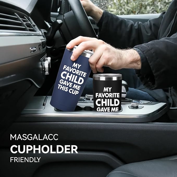 MASGALACC Gifts for Dad from Daughter or Son, My Favorite Child Gave Me This Cup - 20oz Black Tumbler, Christmas Birthday Present for Father, Bonus Dad, Husband, Daddy, Papa, Men