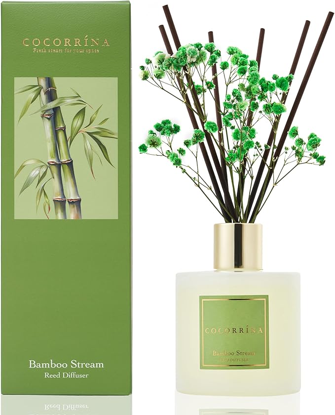 Cocorrína Reed Diffuser - Bamboo Stream Scented Diffuser with 8 Sticks Home Fragrance Reed Diffuser for Bathroom Shelf Decor - Bloomnest
