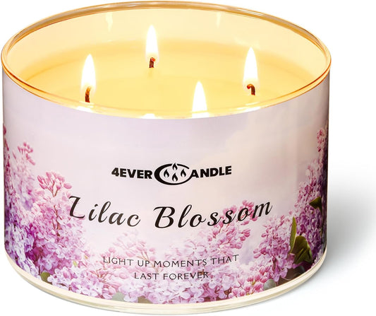 4-Wick Scented Candle - 18oz Soy Wax Blend Candle Over 50Hrs Long-Lasting Fragrance, Home Decor and Housewarming Gifts, Lilac Blossom