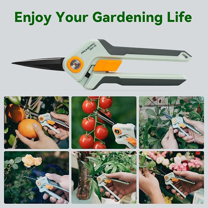 PrunePro Garden Scissors Pruning Shears Sharp Stainless Steel Non-Stick Teflon Coating Blade for Precise Cuts Garden Snip Bonsai Clippers for Plants Rose Flower 2 Pack - Bloomnest
