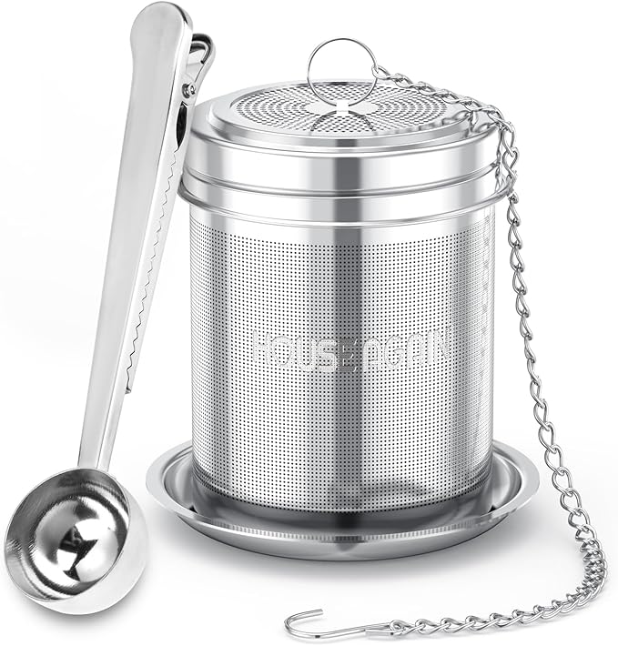 House Again Large Tea Infuser with Scoop, Extra Fine Mesh Tea Strainers for Loose Tea & Spice Infuser for Cooking, 304 Stainless Steel, Loose Leaf Tea Steeper for Brew Tea Spices & Seasonings